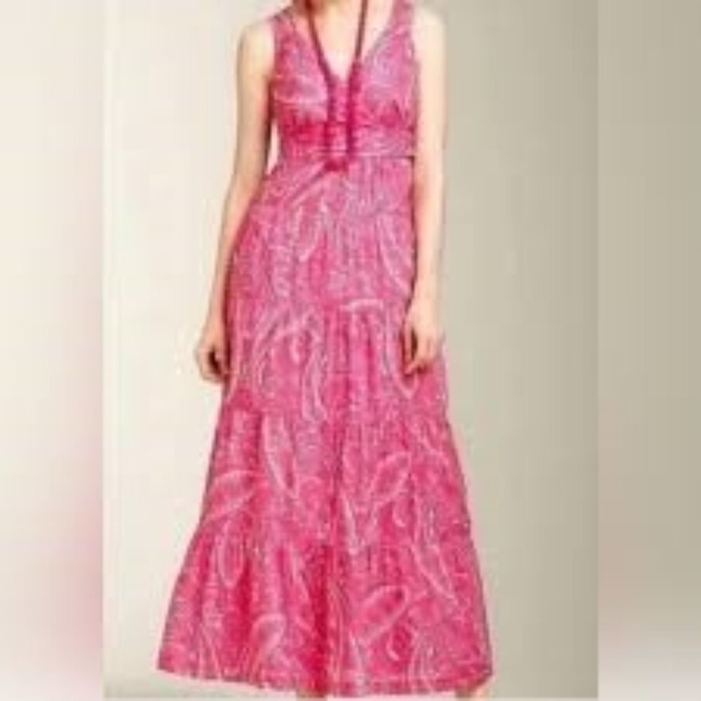 Talbots Pink Paisley V-Neck Maxi Dress 14W